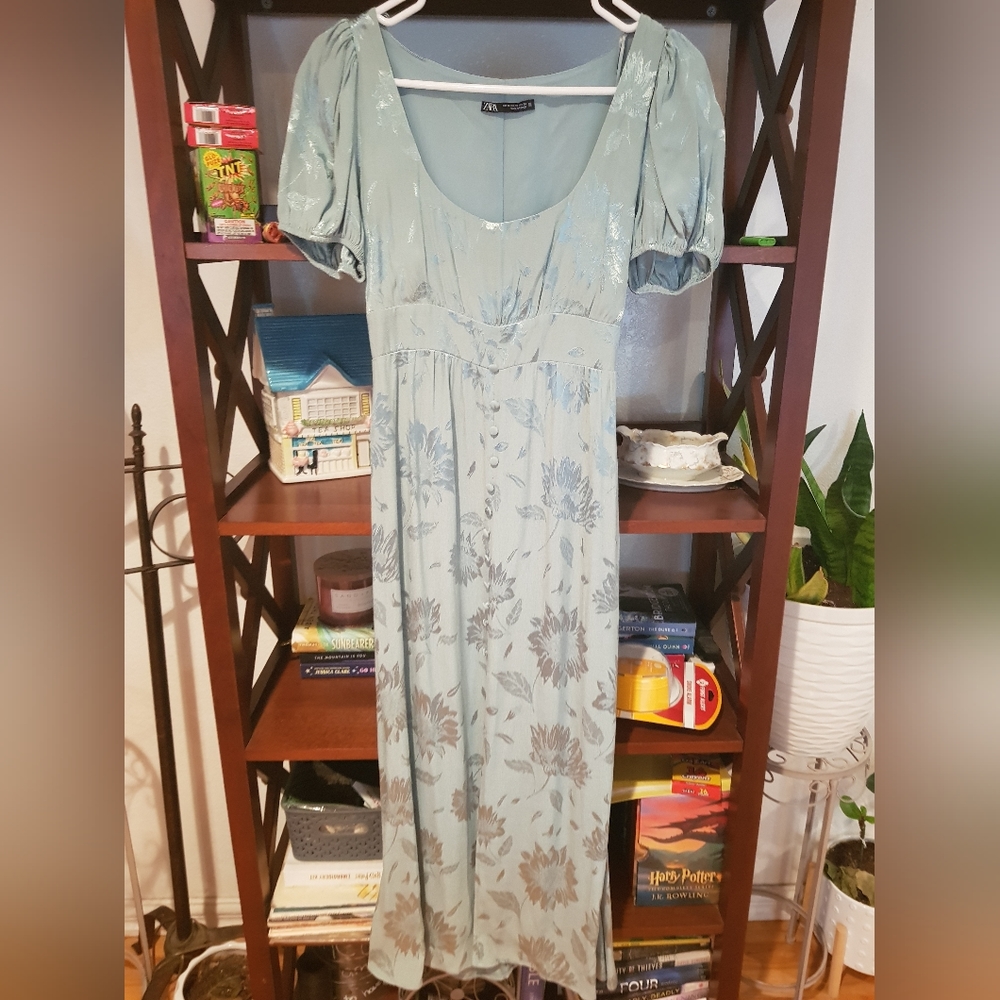 Zara blue jacquard dress never worn👗💙